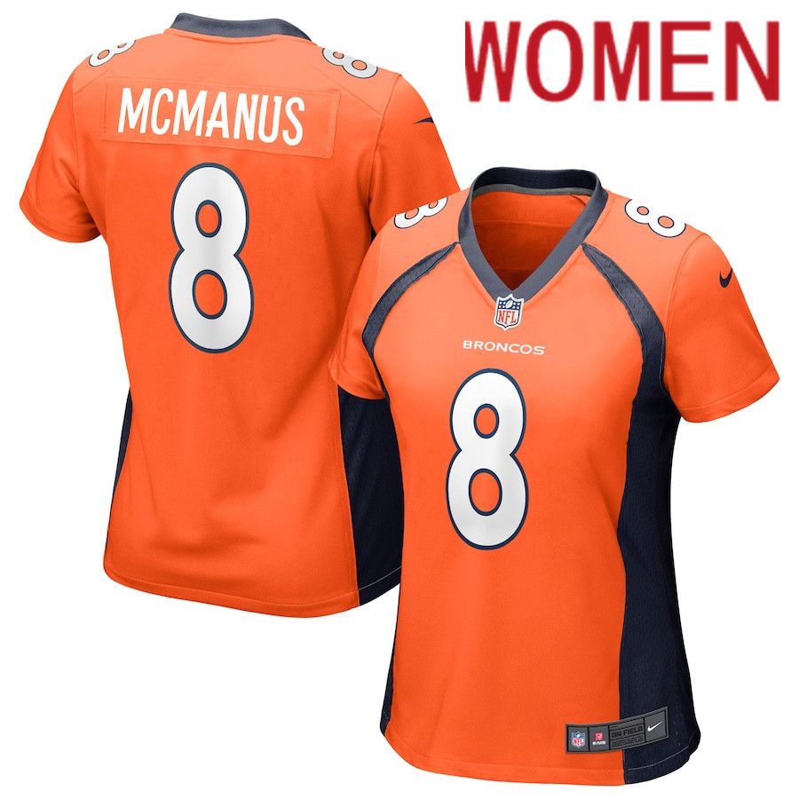 Women Denver Broncos #8 Brandon McManus Nike Orange Game NFL Jersey->women nfl jersey->Women Jersey